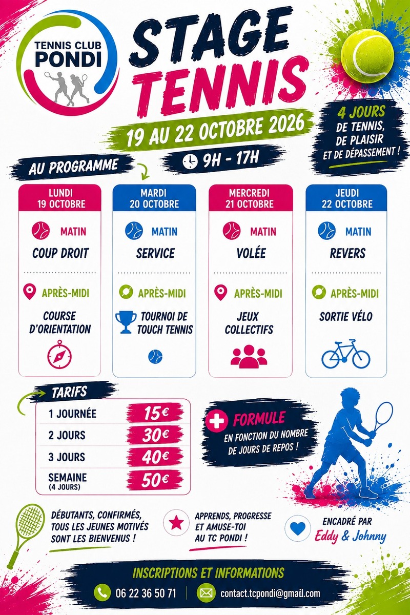 STAGE TENNIS VACANCES TOUSSAINT