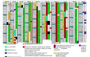 Planning annuel des cours, tournois et animations