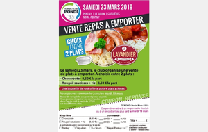 Repas à emporter le samedi 23 mars