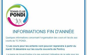 Infos de fin d'année