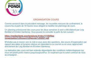 Organisation des cours à compter du 18/01/2021