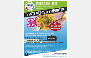 Repas à emporter samedi 29 Mai