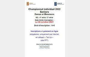 Inscription au championnat individuel Sénior et Sénior +