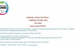 Challenge &quot;Benny The Shoes&quot; le 22/04/2022 de 10h à 16h30