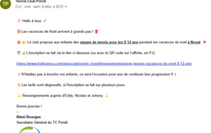 stage pendant les vacances de Noël