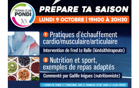 &quot;Prépare ta saison&quot; le 9 Octobre, de 19h à 20h30