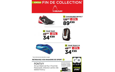 Promotion HEAD dans votre magasin Go Sport de PONTIVY
