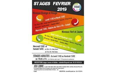 Stages pendant les vacances de février
