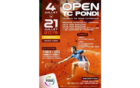 Tournoi Open du TC Pondi du 4 au 21 juillet