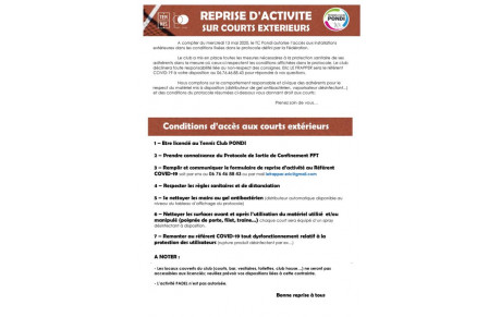 Document relatif aux conditions d'accès aux courts extérieurs