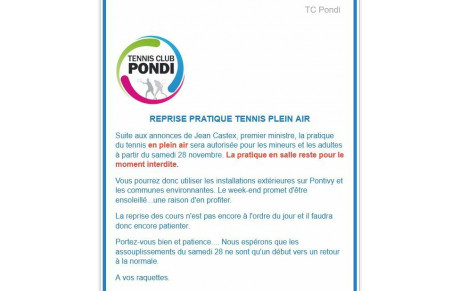REPRISE PRATIQUE TENNIS PLEIN AIR