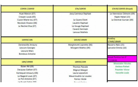 Planning des cours 2022/2023