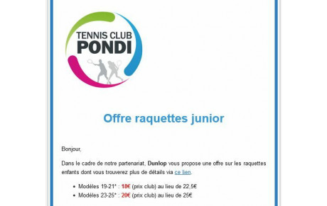 Offre Raquettes Junior