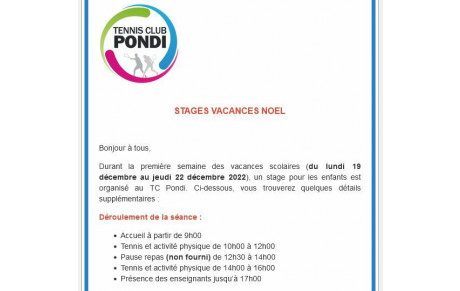 Stage pendant les vacances de Noël