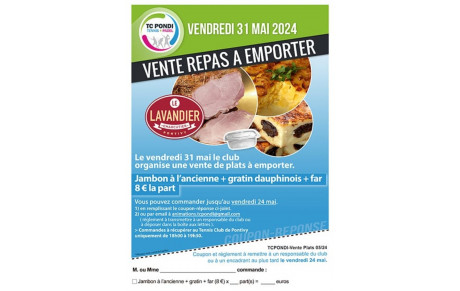 Repas à emporter le 31 mai