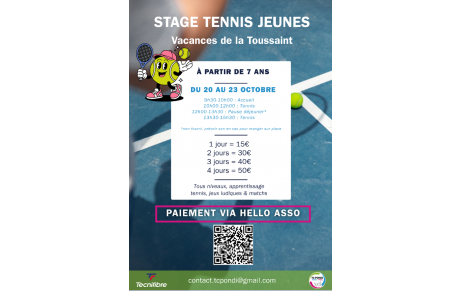Stage jeunes 7/18 ans pendant les vacances de la toussaint