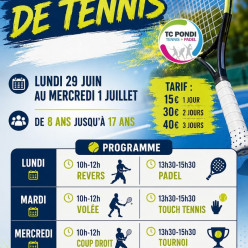 Stage de tennis du 29 juin au 1er Juillet
