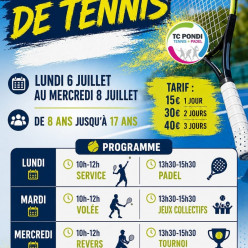 Stage de tennis du 6 juillet au 8 juillet